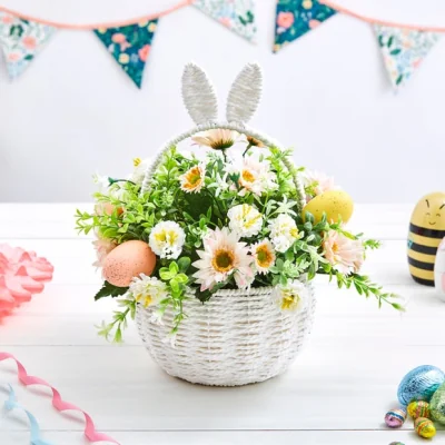 Dunelm Artificial Easter Bunny Floral Basket
