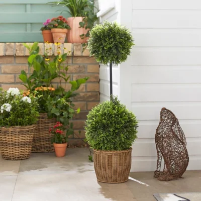 Dunelm Artificial 2 Cypress Ball Tree in Terracotta Pot