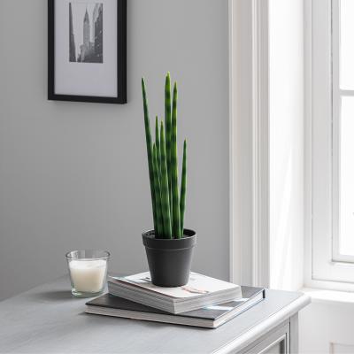 Dunelm Artificial Snake Plant in Black Pot 50cm Green
