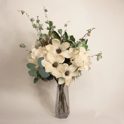 Dunelm Green and Cream Frosted Bouquet Green