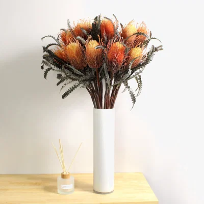 Dunelm Pack of 12 Artificial Orange Banksia Spray Orange