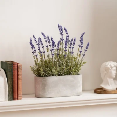 Dunelm Artificial Lavender in Oval Trough