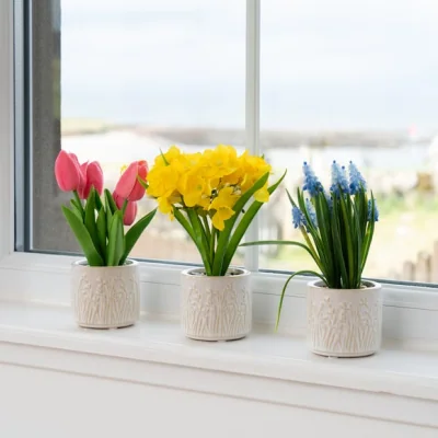 Dunelm Set of 3 Artificial Spring Mix Pots