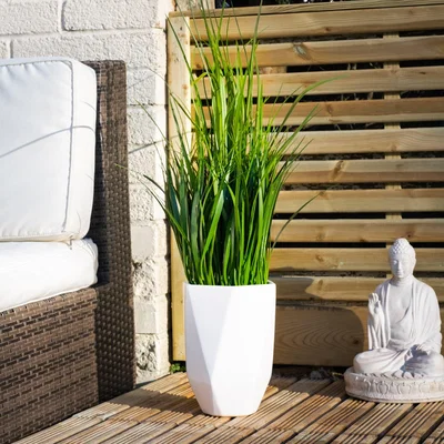 Dunelm Artificial Grass in Geometric Plant Pot 80cm Green