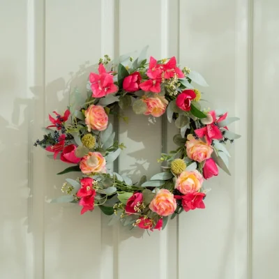 Dunelm Artificial Bougainvillea & Eucalyptus Wreath