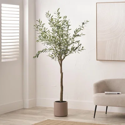 Dunelm Artificial Large Olive Tree in Taupe Plant Pot