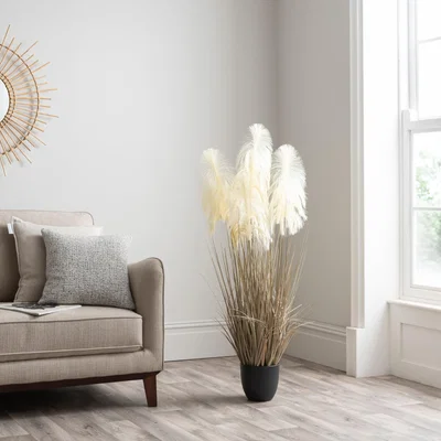 Dunelm Artificial Cream Pampas in Pot 120cm Cream