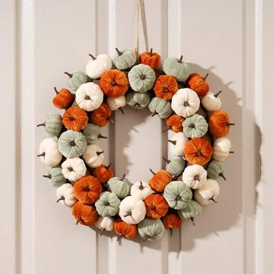 Dunelm Artificial Velvet Pumpkin Wreath