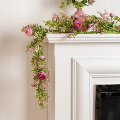Dunelm Artificial Pink Rannunculus Garland