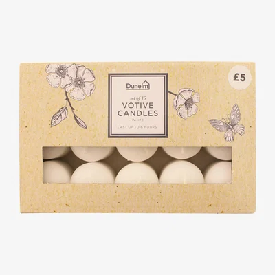 Dunelm Pack of 15 White Votive Candles White