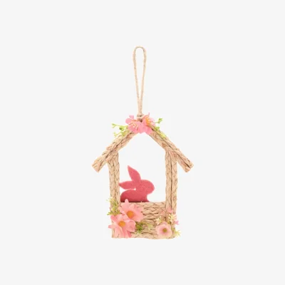 Dunelm Eggstraordinary Gift Co. Faux Flower Easter Bunny Hut Hanging Decoration