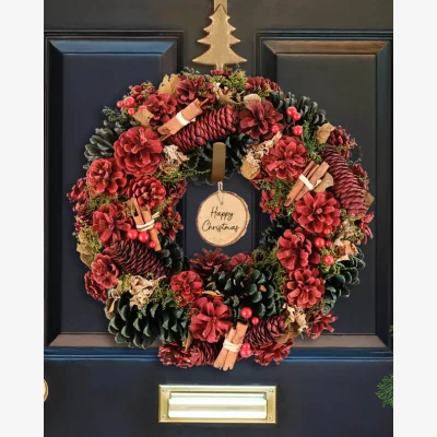 Dibor Personalised Cinnamon Pine Christmas Wreath 38cm