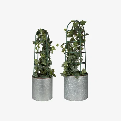 Furniture123 Garden Flowerpot with Plant Supports Set of 2
