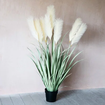 Graham & Green Faux White Grass and Wheat Spray