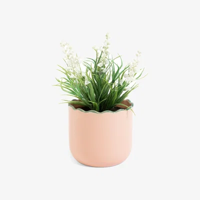 Habitat Habitat Artificial White Lavender in Wavy Pink Pot