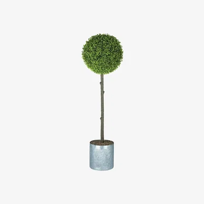 Habitat Garden by Sainsbury's Faux Tea Leaf Topiary & Galvanised Pot