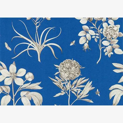 Heal's Sanderson Etchings & Roses French Blue Wallpaper