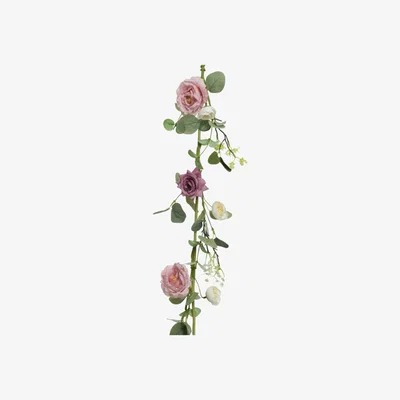 John Lewis Kaemingk Pink Rose Garland, L150cm