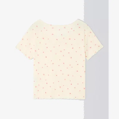 John Lewis John Lewis Kids' Flowers Pointelle Top, White