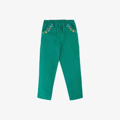 John Lewis Frugi Kids' Cotton Corduroy Paperbag Trousers, Iguana/Flowers