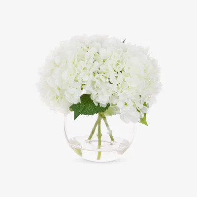 John Lewis Floralsilk Artificial Hydrangeas in Globe Vase, White