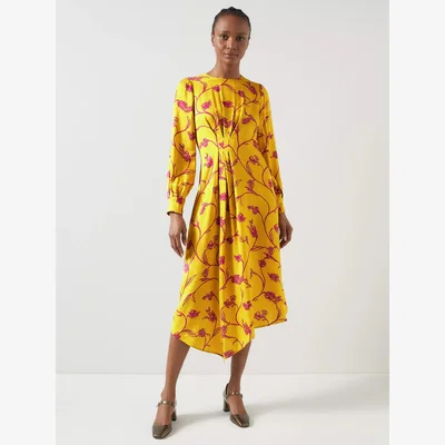 John Lewis L.K.Bennett Henrietta Flowers Dress, Yellow