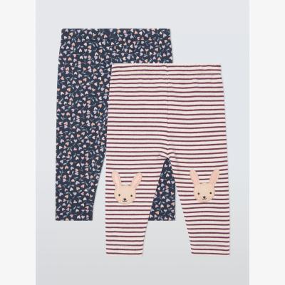John Lewis John Lewis Baby Bunny and Flowers Leggings, Pack of 2, Multi