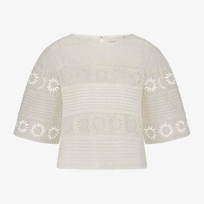 John Lewis Fabienne Chapot Embroidered Sunflowers Top, White
