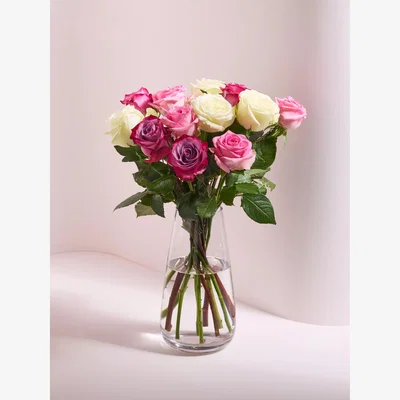 John Lewis John Lewis High Altitude Pink Mixed Roses Hand Tied Bouquet