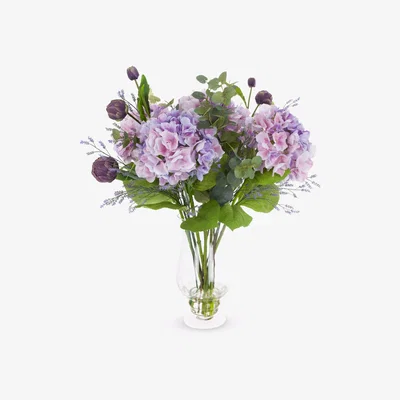 John Lewis Floralsilk Artificial Hydrangea, Artichoke, Lavender Mix in Glass Vase