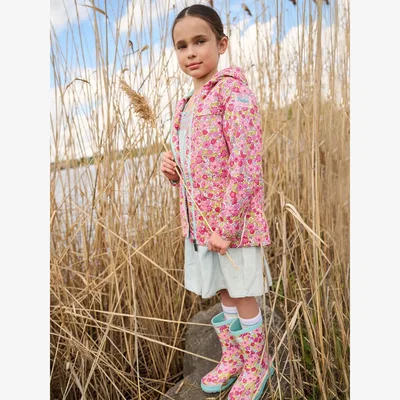 John Lewis Hatley Kids' Groovy Flowers Microfibre Field Jacket, Pink