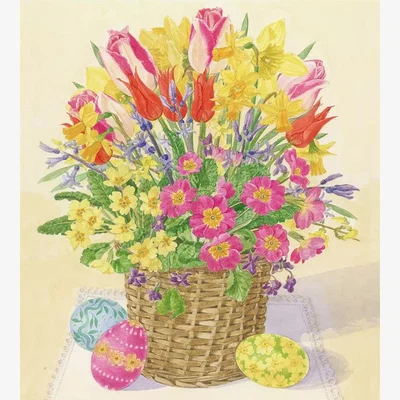 John Lewis Woodmansterne Basket Of Flowers Easter Cards, Pack of 5