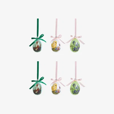 John Lewis John Lewis Vintage Eggs Hanging Decoration, Pack of 6, Multi