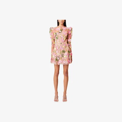 John Lewis Elliatt Aella Textured Flowers Mini Dress, Pink Multi