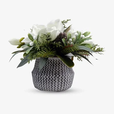 John Lewis John Lewis & Partners Artificial Magnolia Pine Cone in Cement Planter