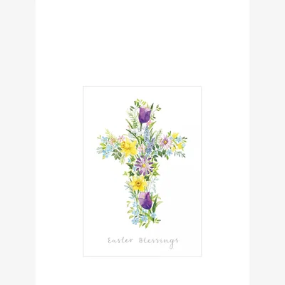 John Lewis Woodmansterne Cross Of Flowers Easter Card