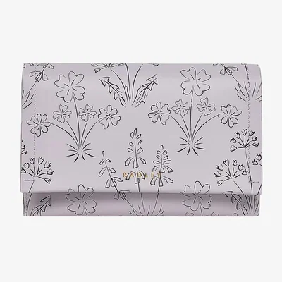 John Lewis Radley Wild Flowers Leather Medium Flapover Purse, Thistle