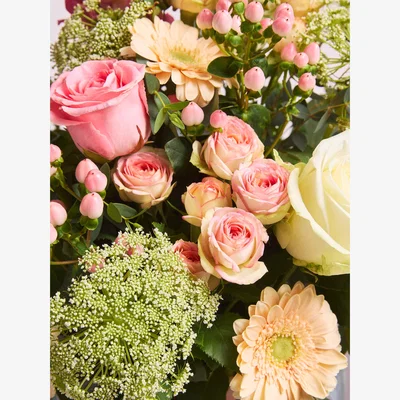 John Lewis John Lewis Pink & Cream Hand Tied Bouquet & Chocolates