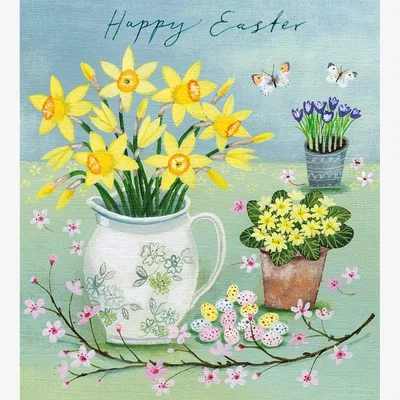 John Lewis Woodmansterne Pots Of Flowers Easter Cards, Pack of 5