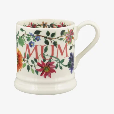 John Lewis Emma Bridgewater Garden Flowers Mum Half Pint Earthenware Mug, 300ml