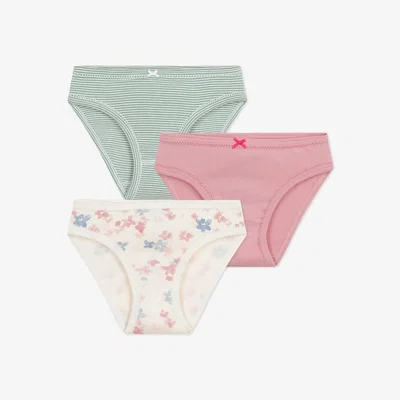 La Redoute Pack of 3 Cotton Briefs with Flowers and Stripes Print