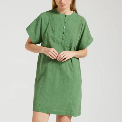 La Redoute Robily Cactus Mini Dress with Grandad Collar in Cotton
