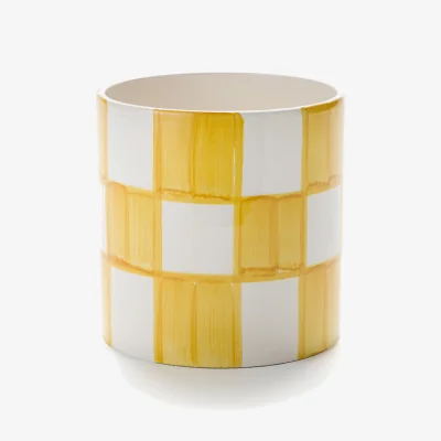 La Redoute Ario 14cm Diameter Checked Ceramic Flower Pot