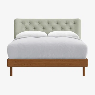 Loaf Double Dr Slow Bed in Warm Ash in Cactus Pear Clever Linen