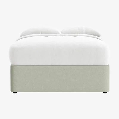 Loaf Side Stash 1.5 Drawer Bed Double in Cactus Pear Clever Linen