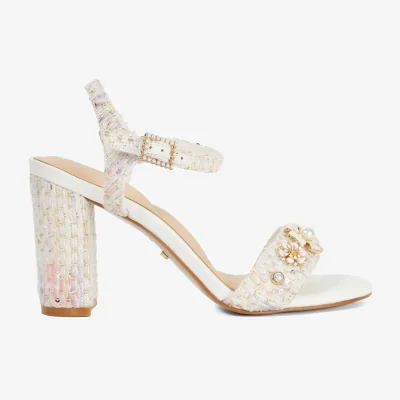 Marks & Spencer Dune London Flower Embellished Strappy Block Heel Sandals Multi