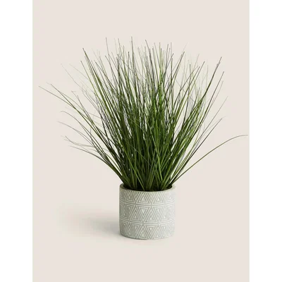 Marks & Spencer M&S Artificial Grass in Geometric Pot - Green, Green