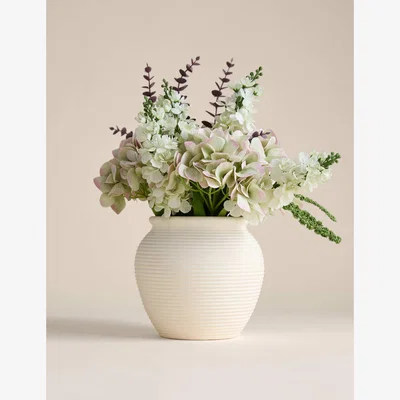 Marks & Spencer Moss & Sweetpea Artificial Hydrangea Arrangement in Magnesia Pot White