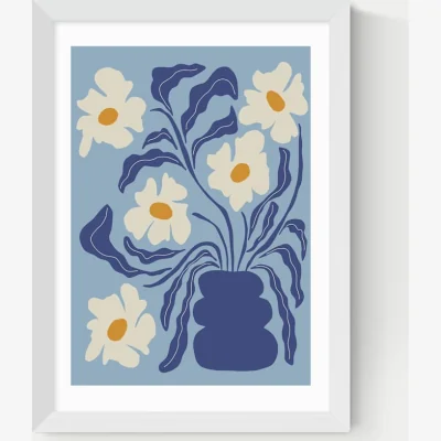 Marks & Spencer East End Prints Blue Moon Flower Pot Framed Art Print White