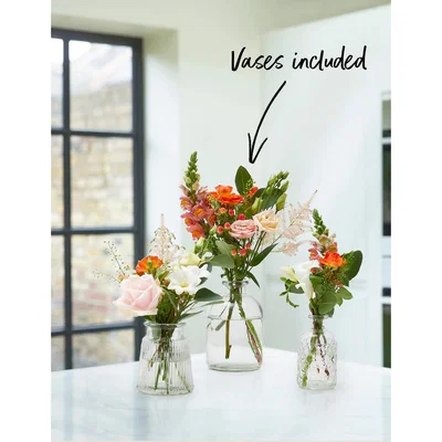 Marks & Spencer M&S  Ready To Arrange Flowers with Clear Bud Vase Trio (Delivery from 31st May 2022)